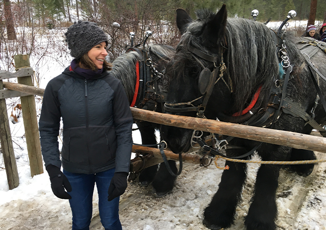 Leavenworth, WA is a quaint Bavarian village where ranchers offer sleigh rides pulled by draft horses in wintertime. This pair of Brabants were gentle giants, and I thoroughly enjoyed my time with them!